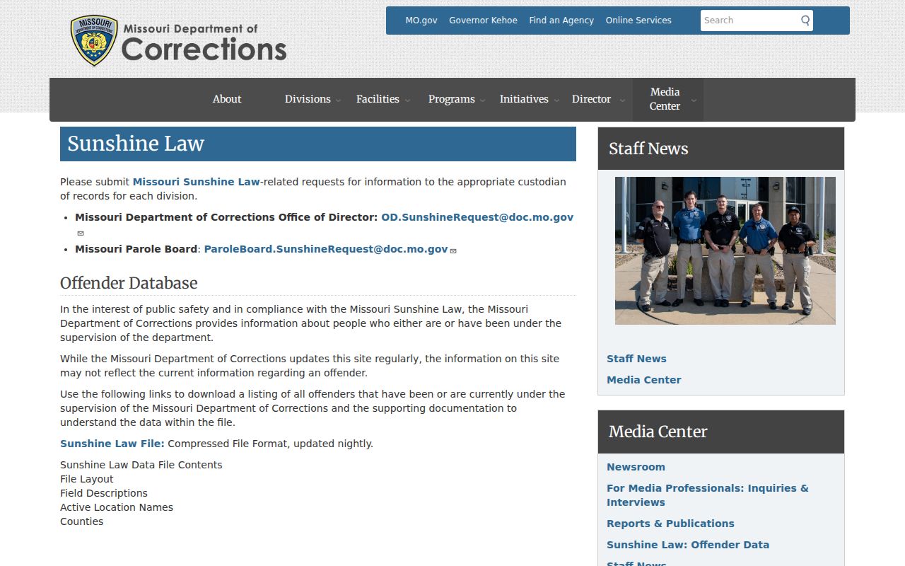 Wayne County arrest records and Missouri corrections public record requests