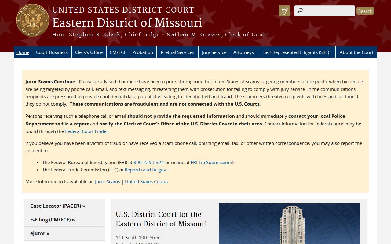 Wayne County criminal court cases in the Eastern District of Missouri