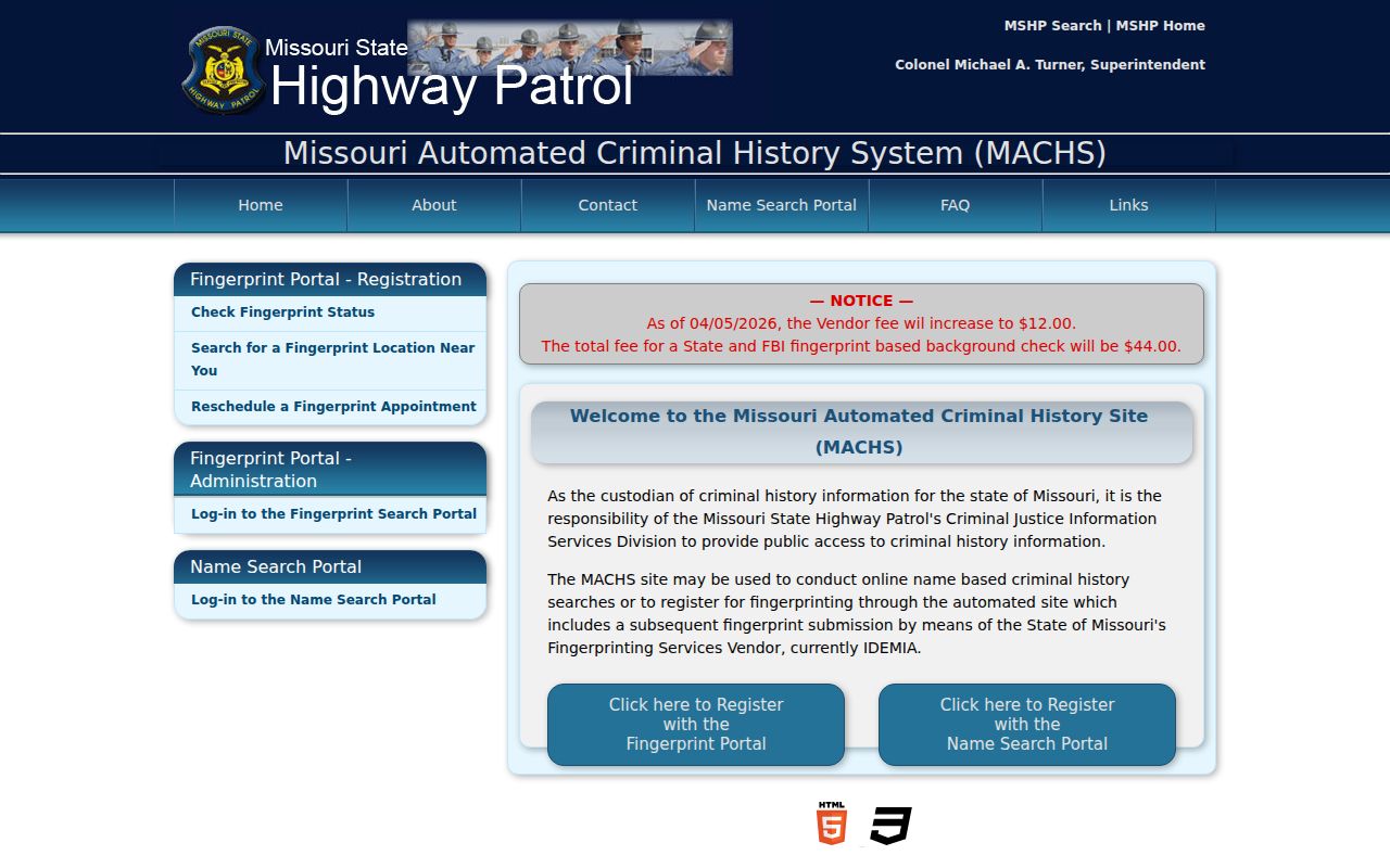 Wayne County criminal history search through the official MACHS gateway