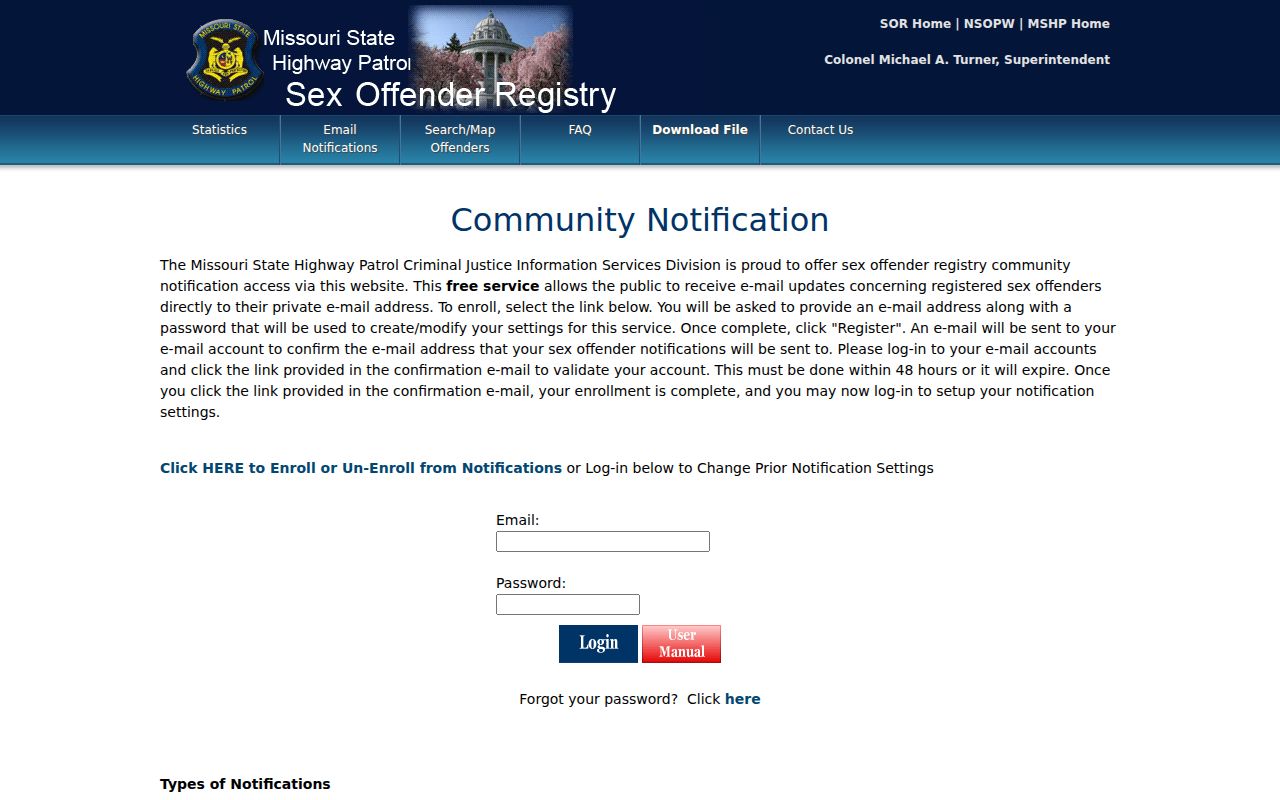 Wayne County sex offender community notification signup