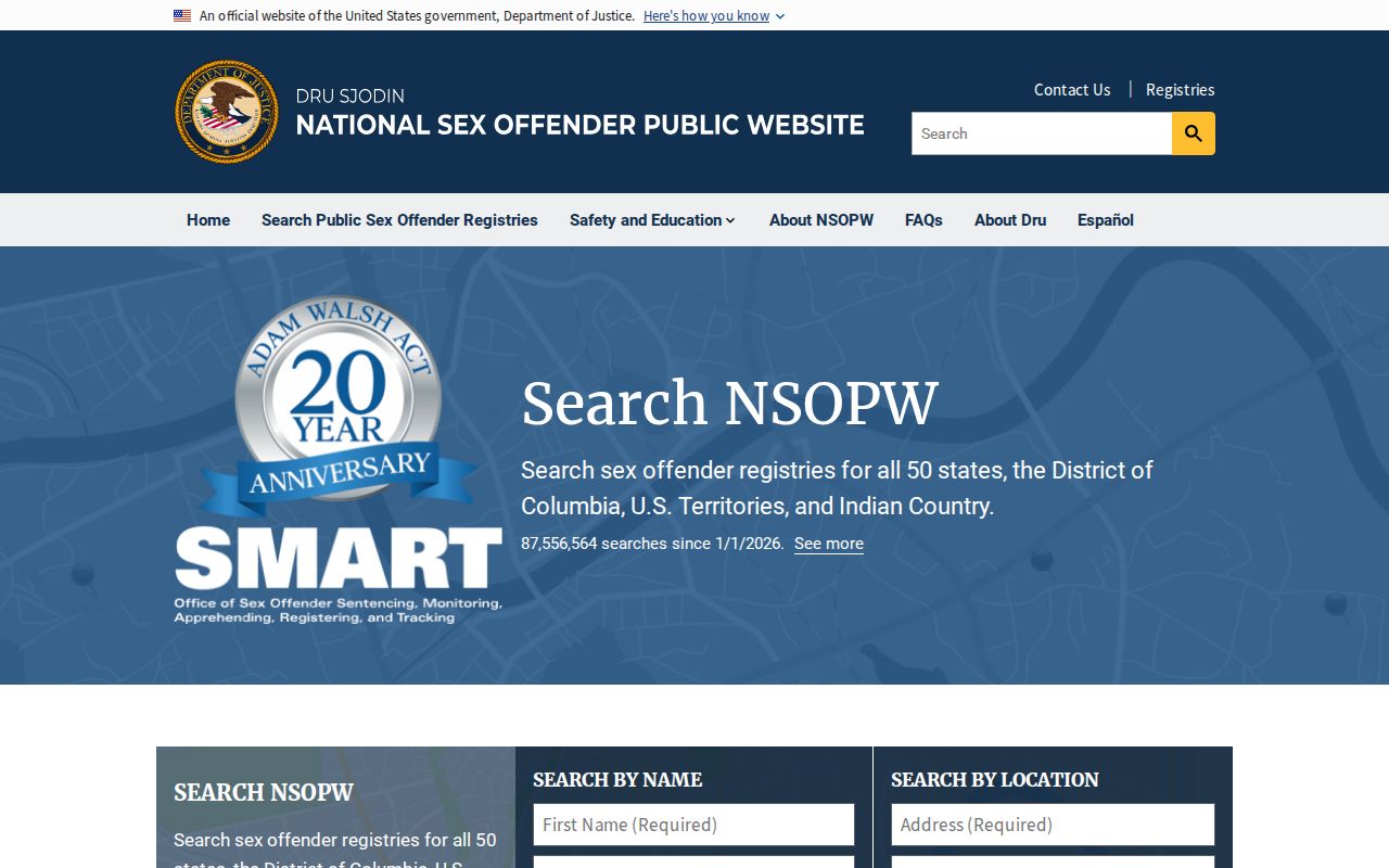 Wayne County sex offender lookup through the national DOJ registry